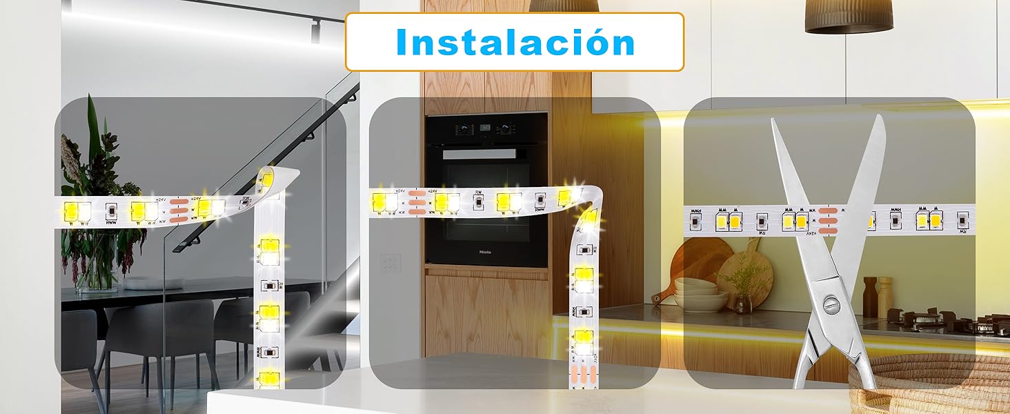 Métodos de installation and corte para tira led blanca